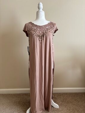 bebe Dusty Rose Tunic with Embroidered Neckline